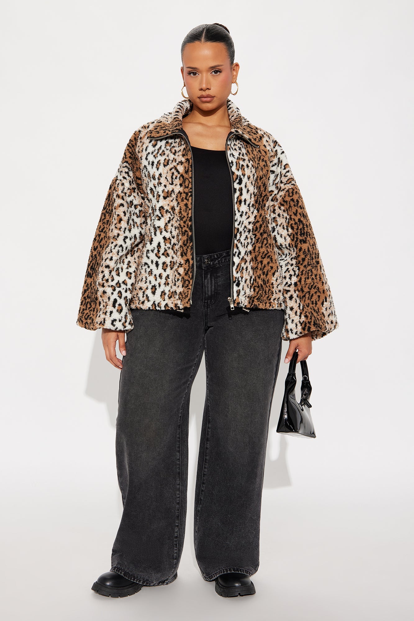 Still A Vibe Leopard Sherpa Jacket - Brown/combo