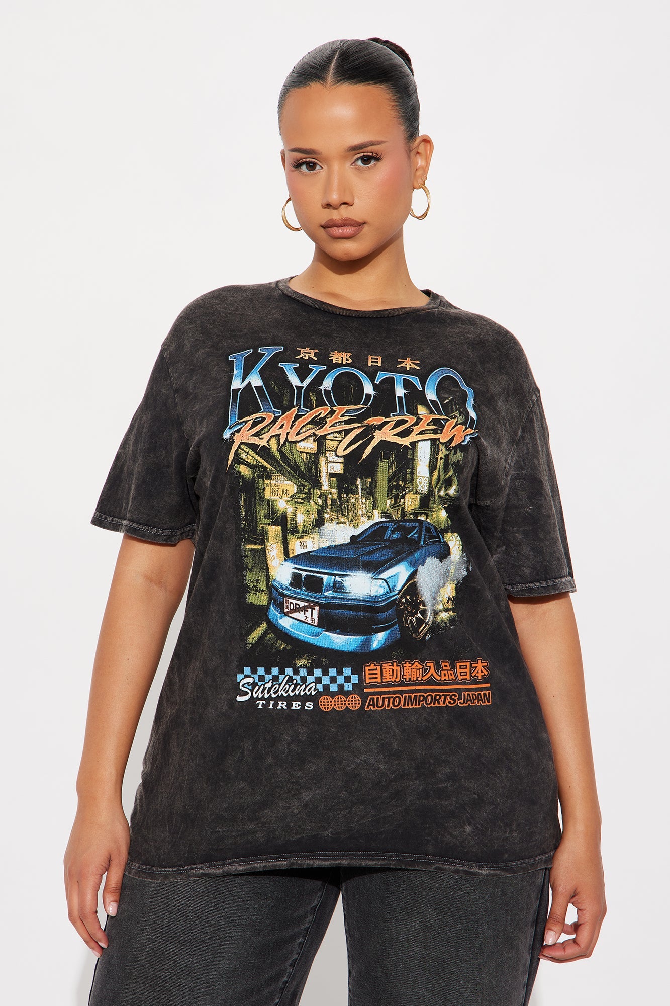 Kyoto Race Crew Washed Tee - Black Wash