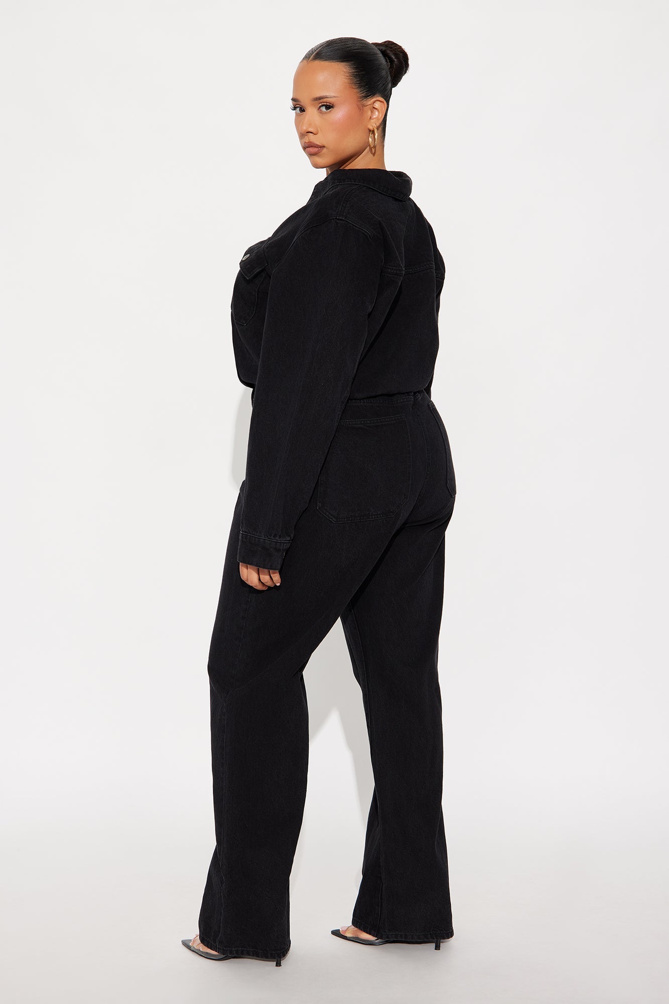 Denise Denim Wide Leg Jumpsuit - Black