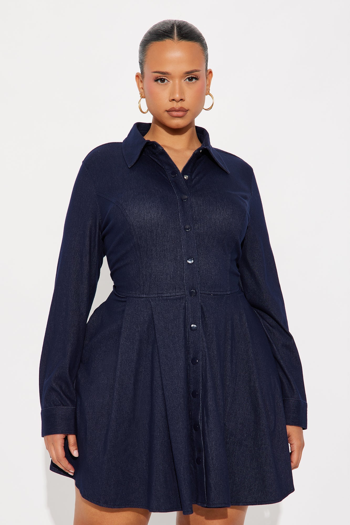 Peyton Button Up Knit Mini Dress - Blue