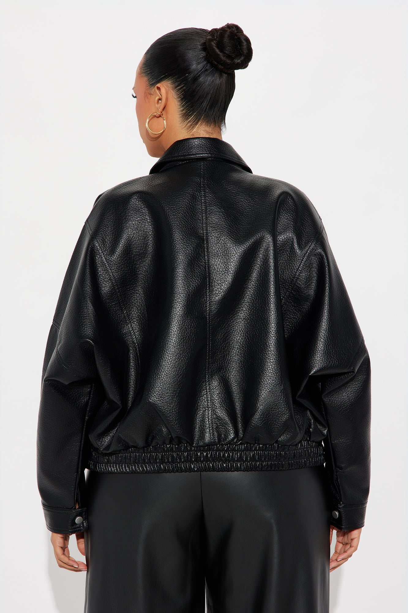 Your Loss Faux Leather Bomber Jacket - Black