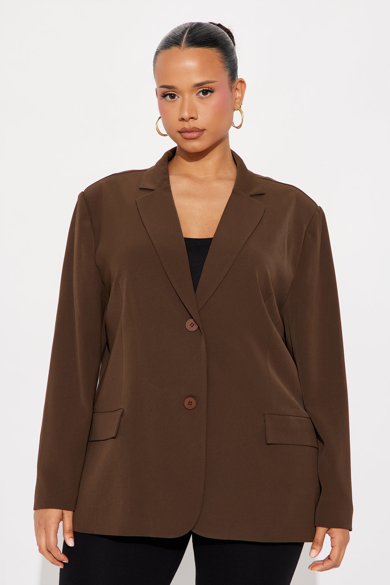 Run For Office Crepe Blazer - Brown