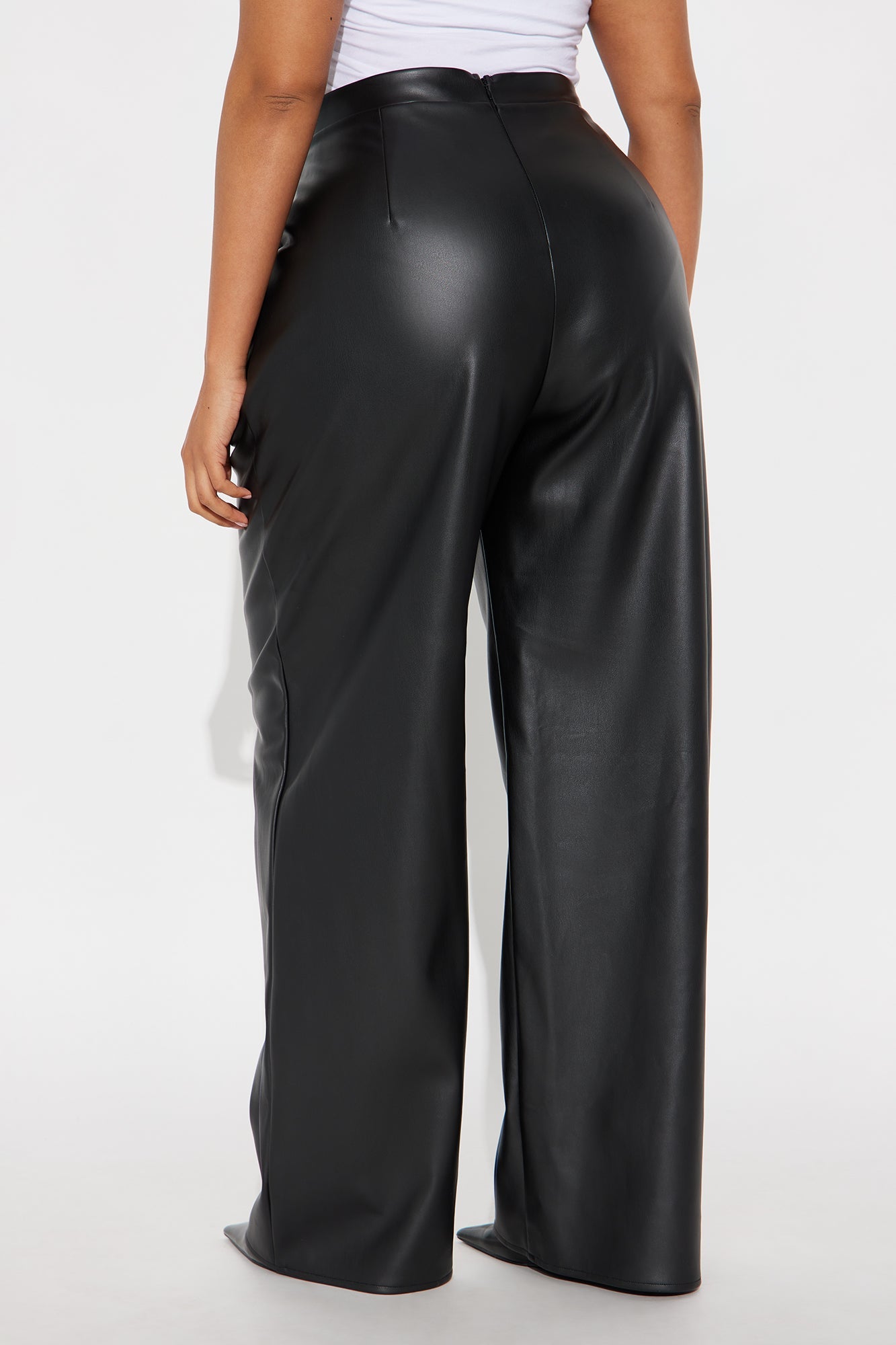 No Small Talk Faux Leather Straight Leg Pant 32″ - Black