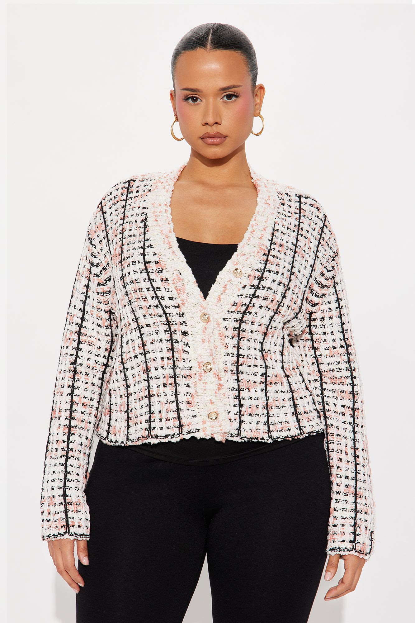 Your Favorite Frayed Hem Cardigan - Pink/combo