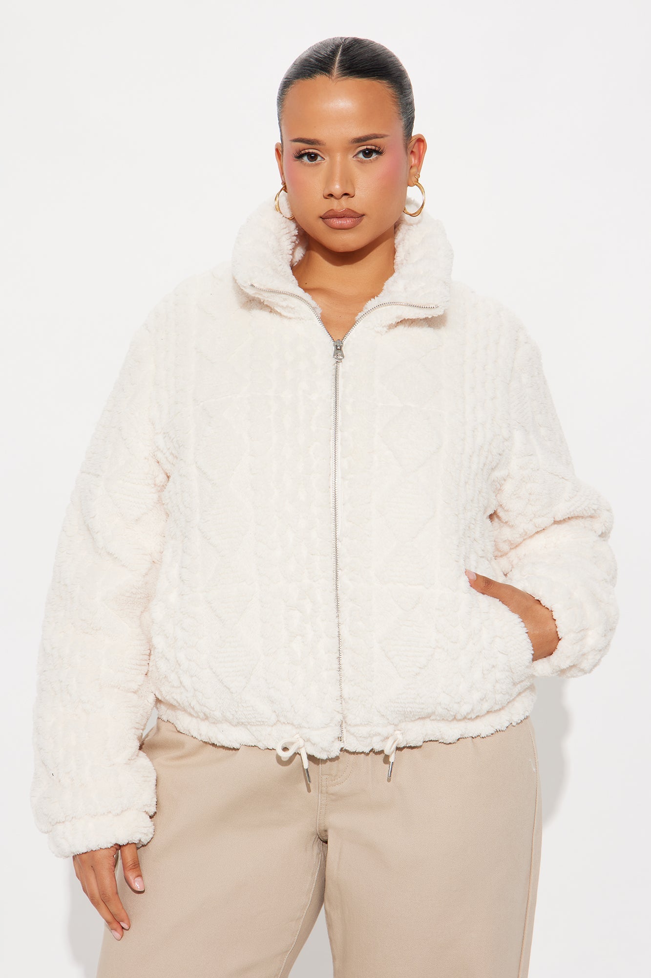 Frosted Dreams Faux Fur Puffer Jacket - Cream