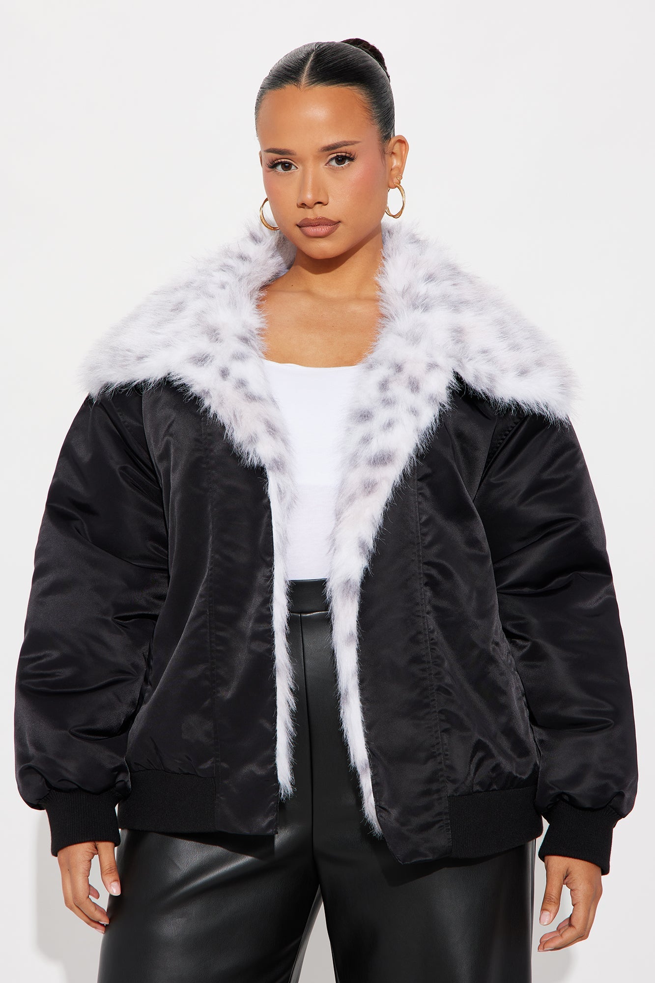 Meow Mode Leopard Print Coat - Black/combo