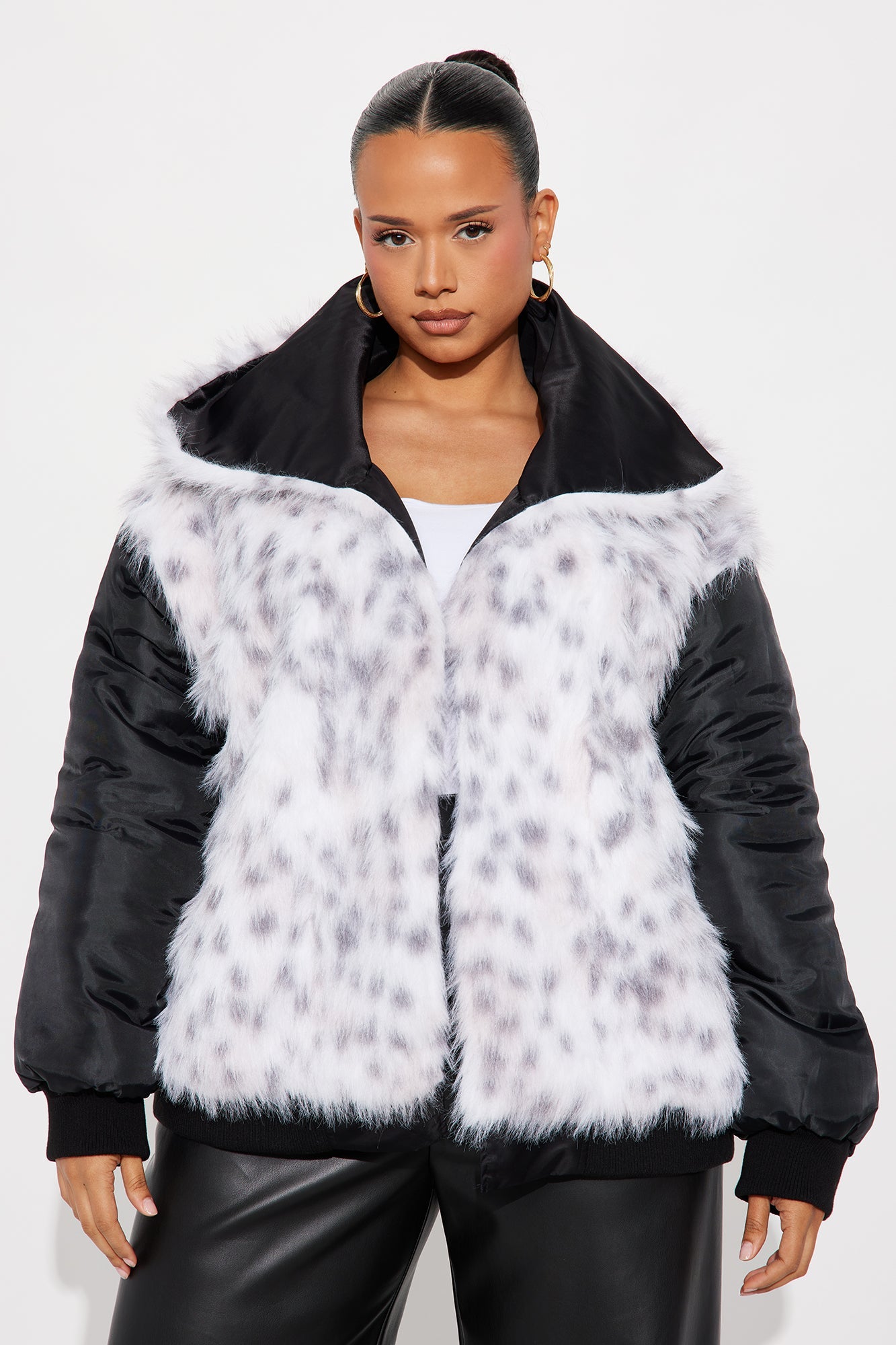 Meow Mode Leopard Print Coat - Black/combo