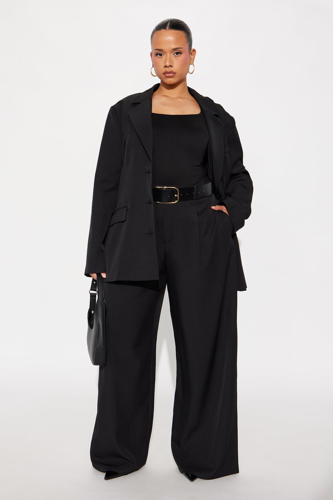 Boss Moves Belted Blazer Pant Set - Black