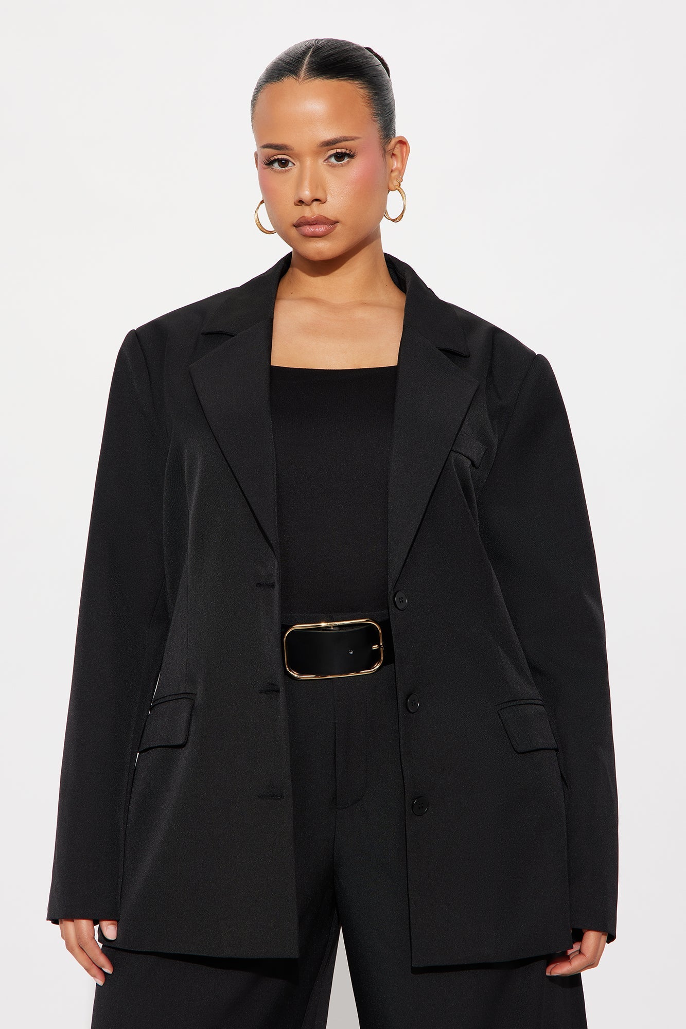 Boss Moves Belted Blazer Pant Set - Black