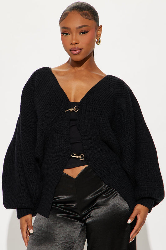 Candlelit Evenings Ribbed Knit Sweater - Black