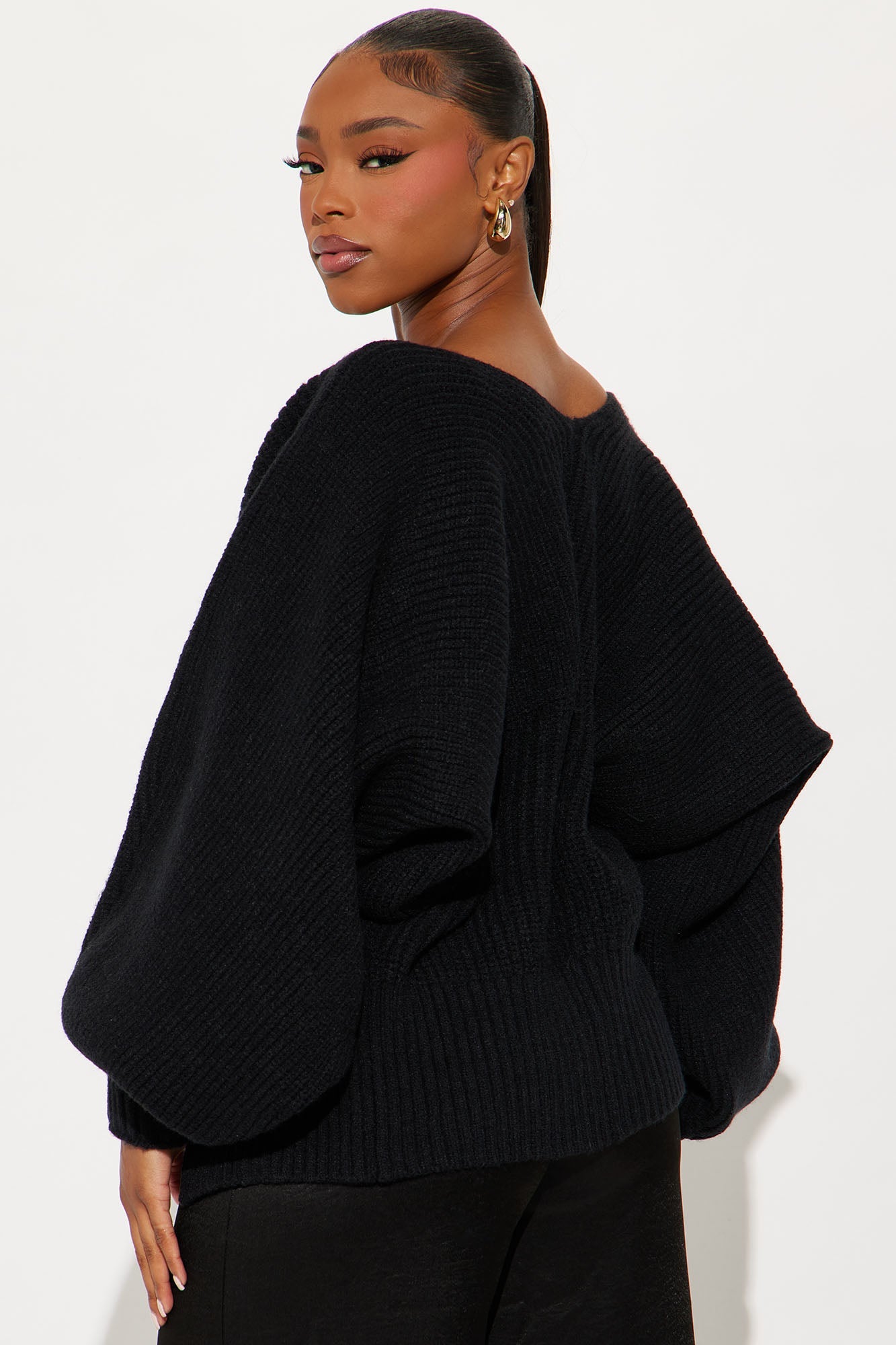 Candlelit Evenings Ribbed Knit Sweater - Black