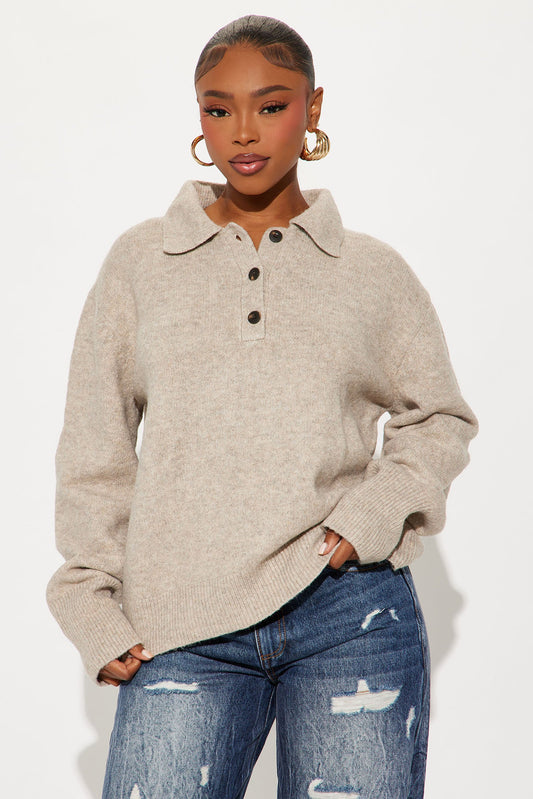 Dionne Polo Sweater - Taupe