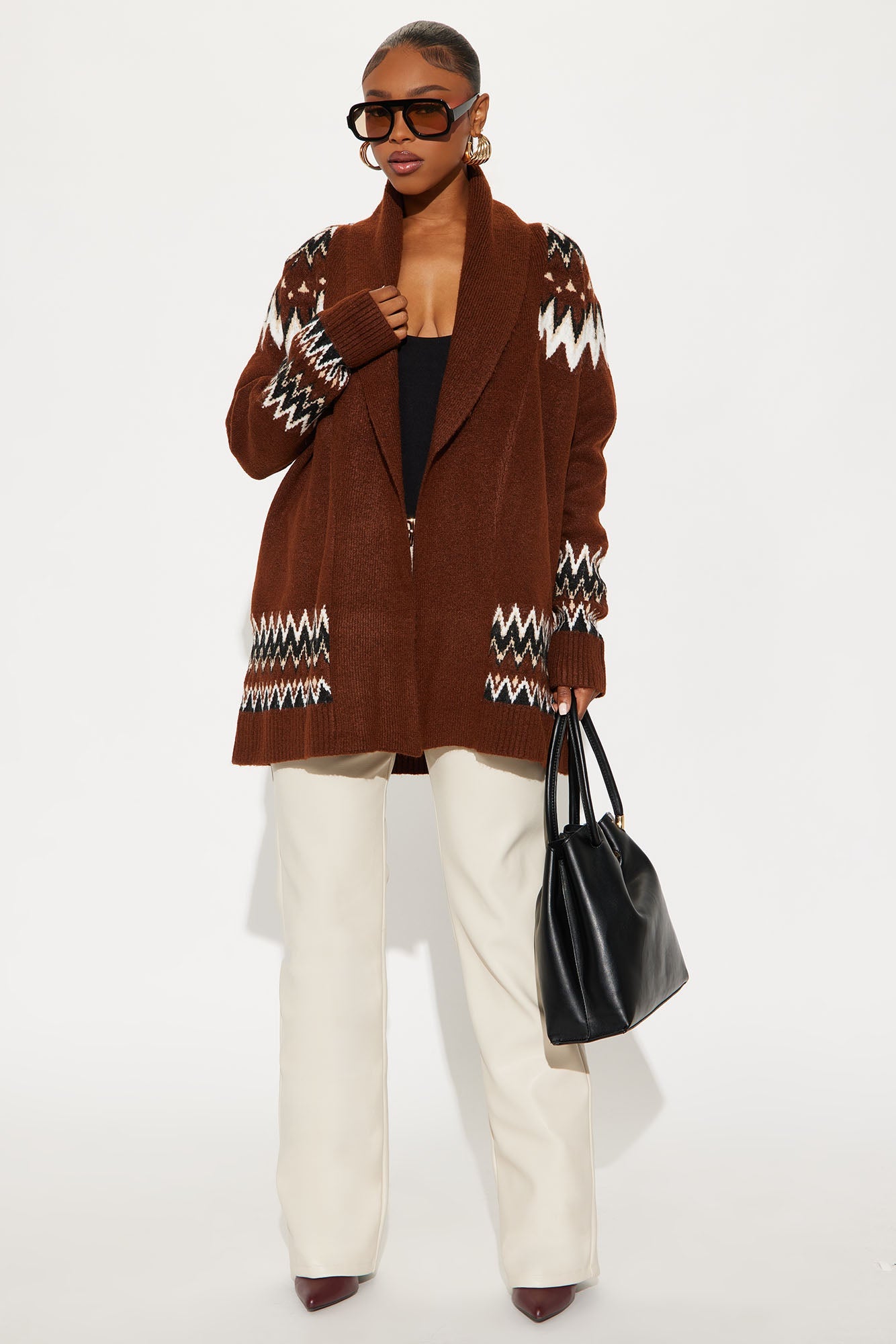 Weekend Crush Fair Isle Cardigan - Brown/combo