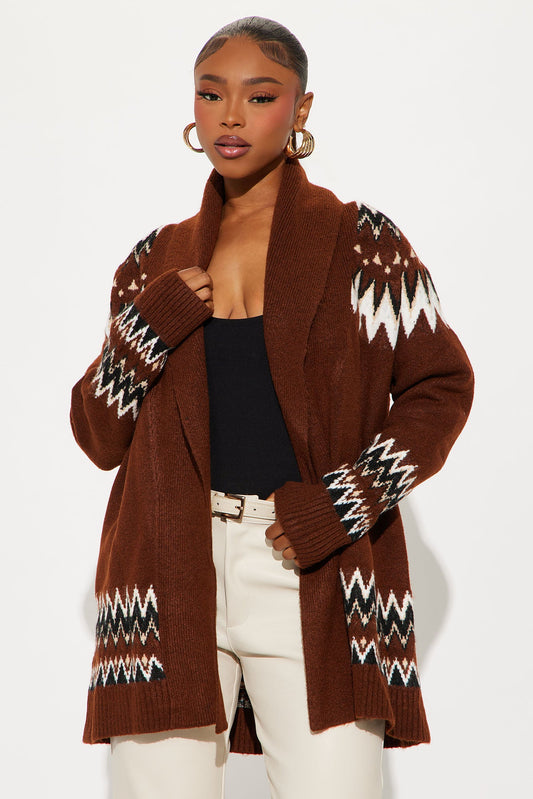Weekend Crush Fair Isle Cardigan - Brown/combo