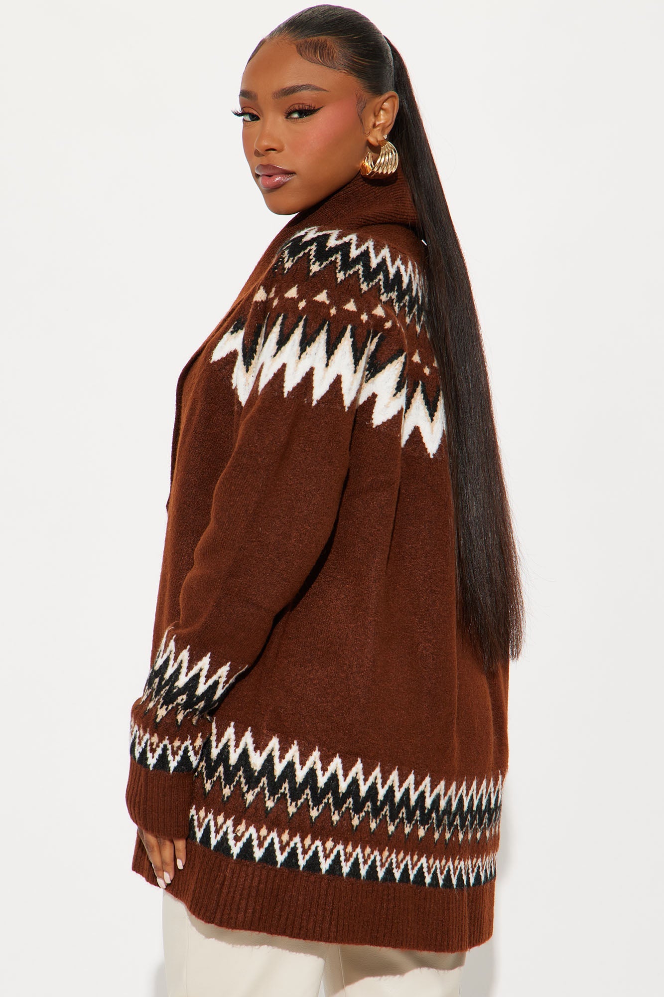 Weekend Crush Fair Isle Cardigan - Brown/combo