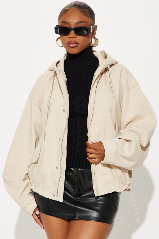 Aiden Nylon Blend Hooded Jacket - Sand