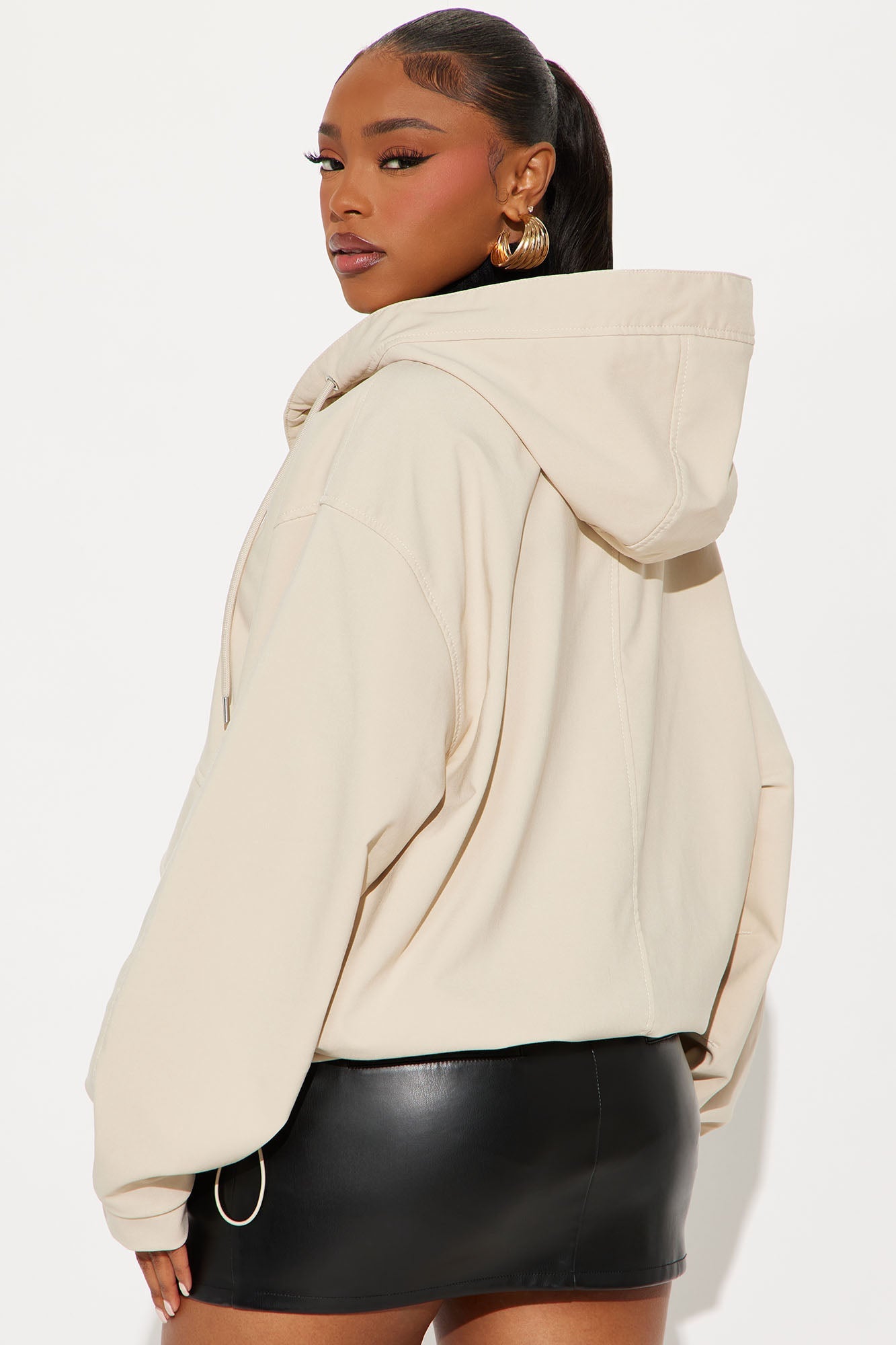 Aiden Nylon Blend Hooded Jacket - Sand