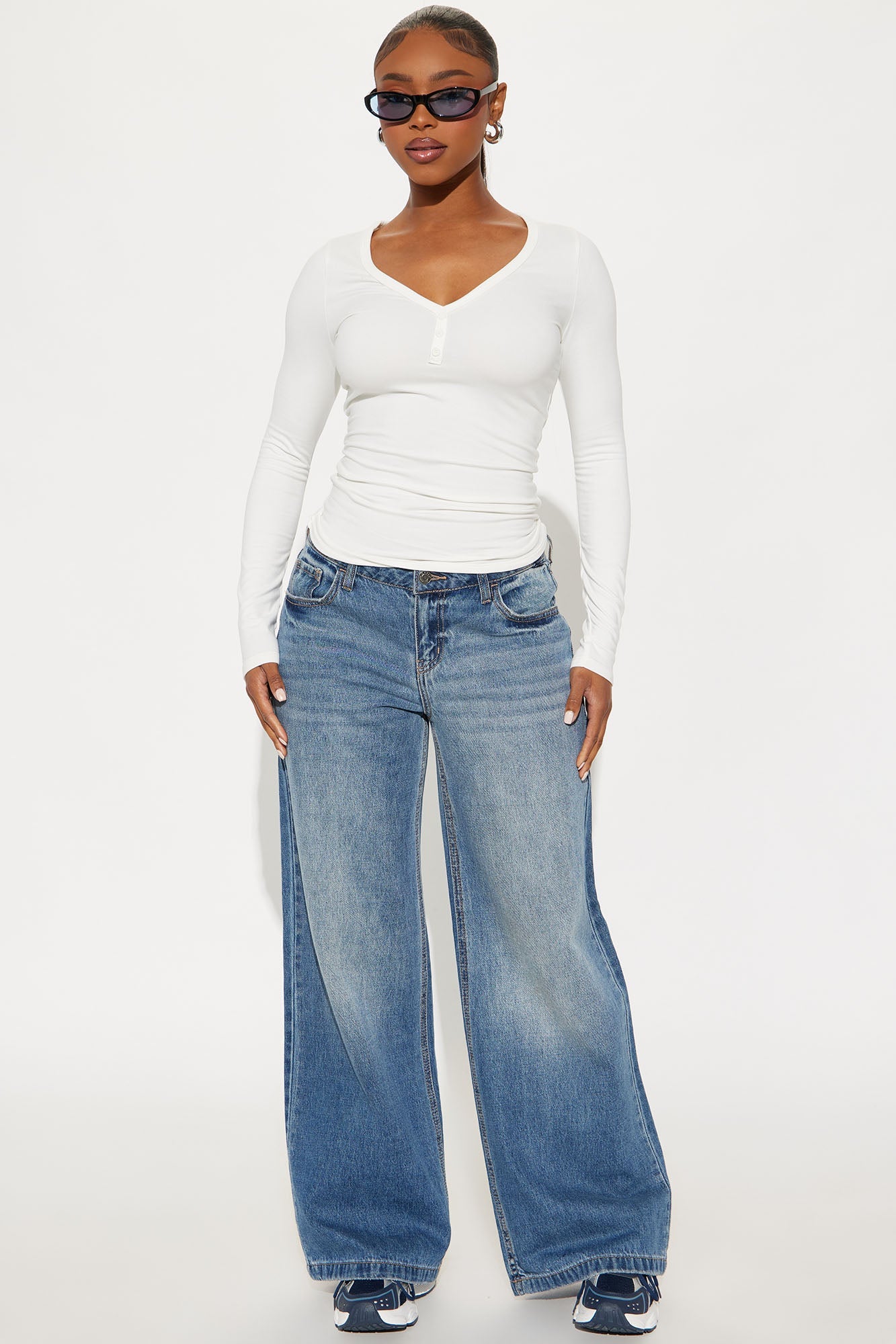 Kelis Long Sleeve Henley Top - Cream