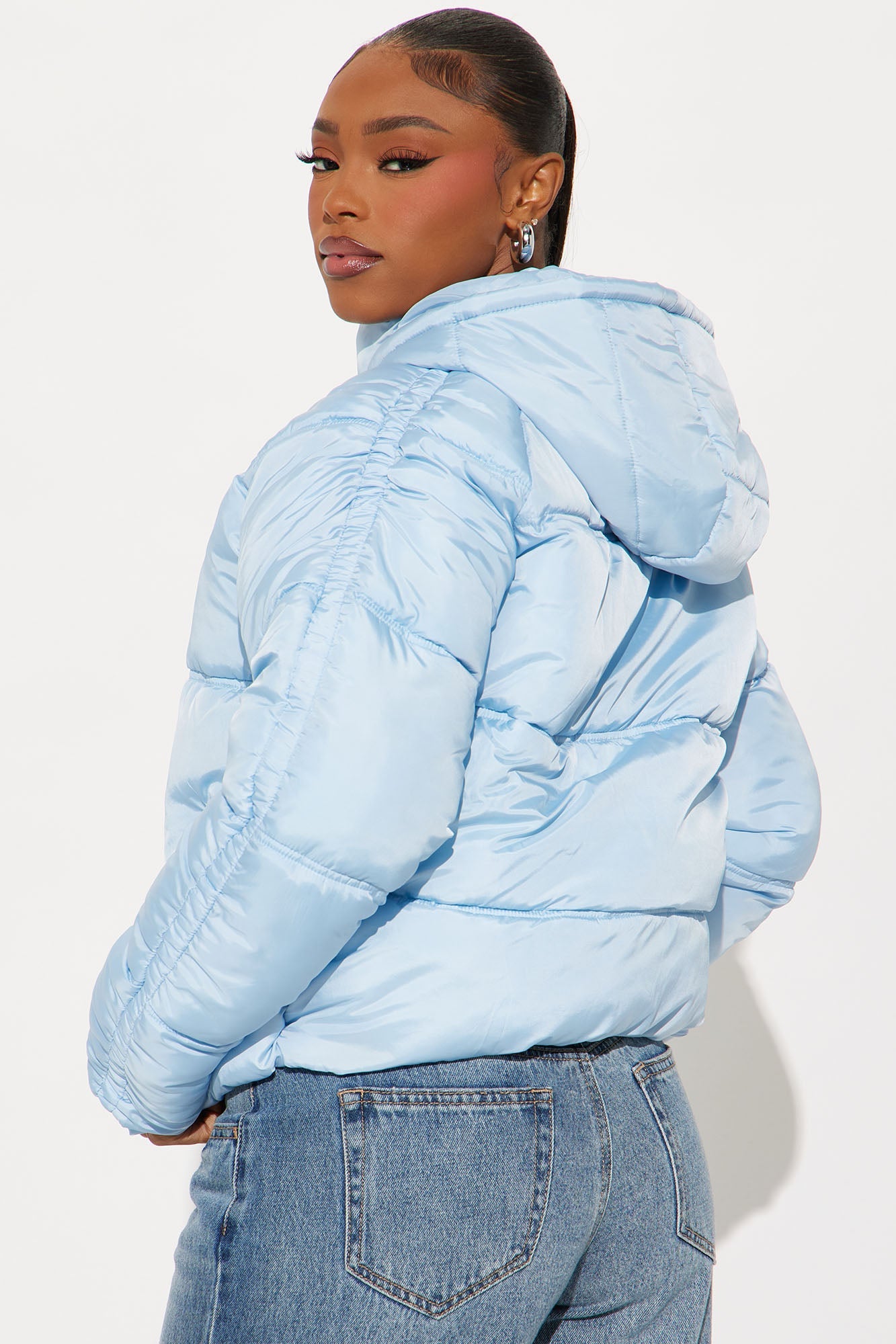 Snuggle Next To Me Puffer Jacket - Light Blue