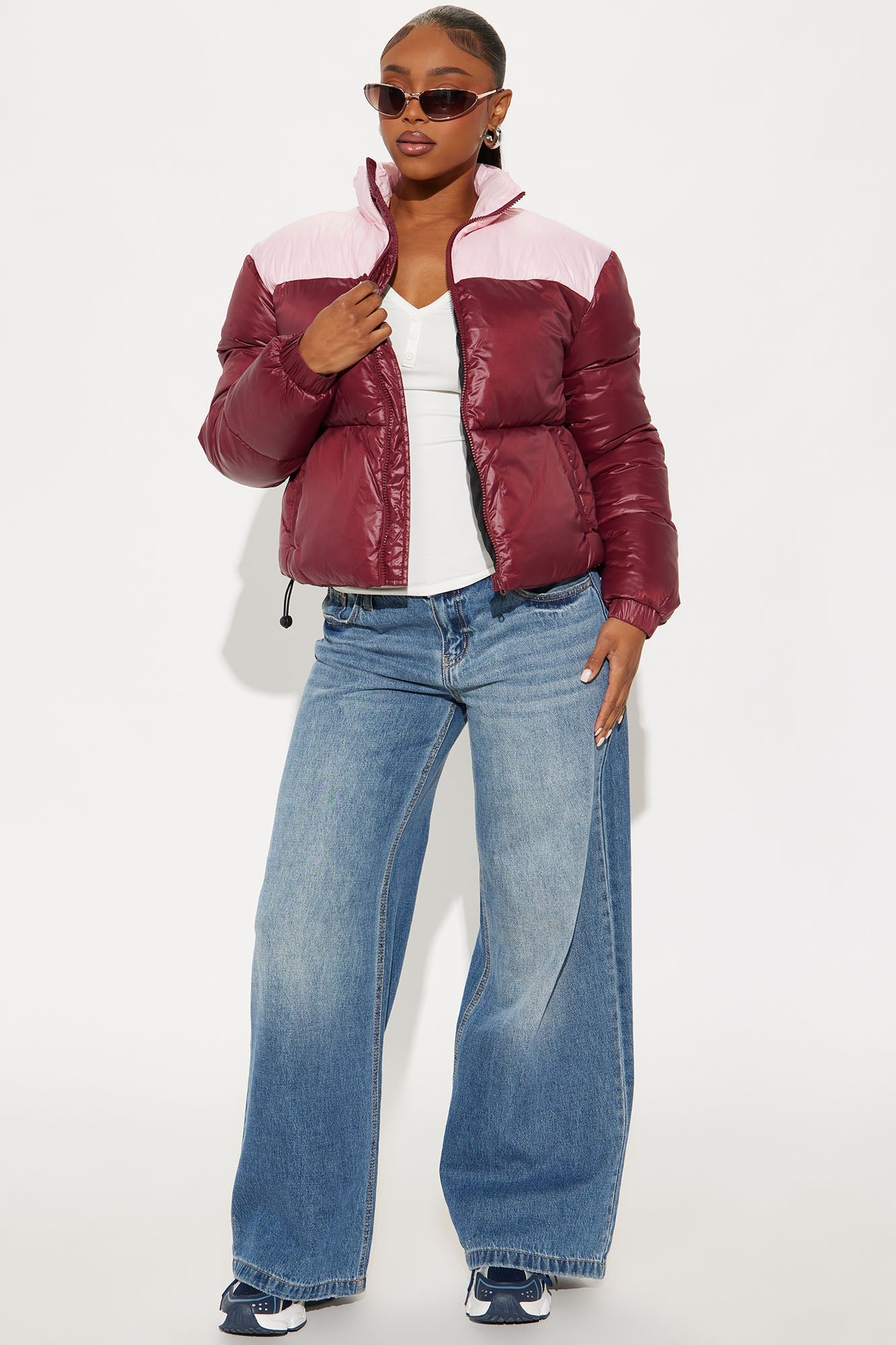 Raquel Puffer Jacket - Burgundy/combo