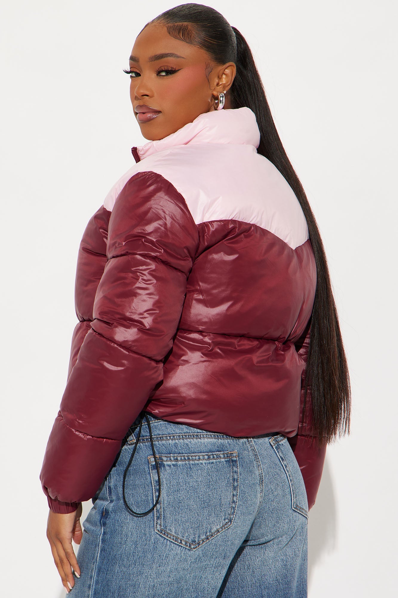Raquel Puffer Jacket - Burgundy/combo