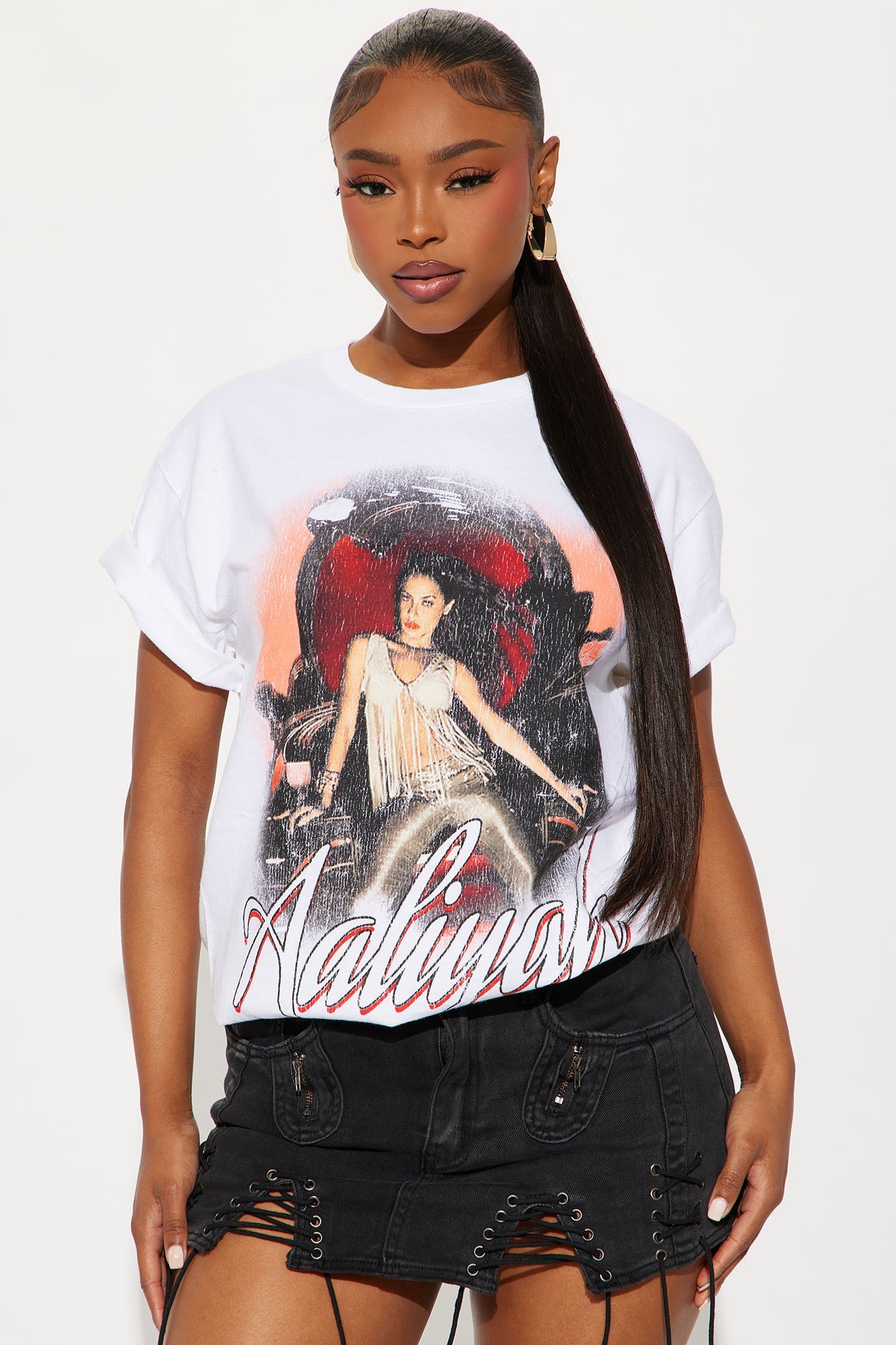 Aaliyah Queen of RnB Oversize Tee - Off White