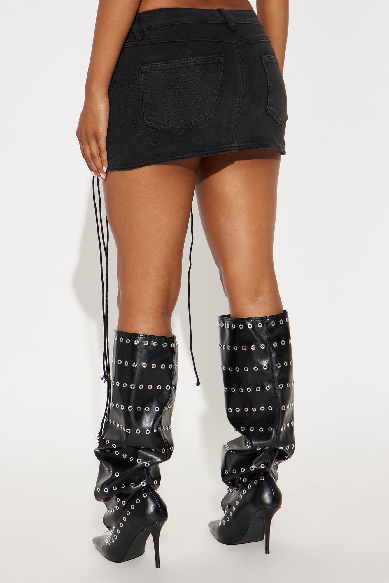 Don't Hesitate Lace Up Micro Mini Skirt - Black