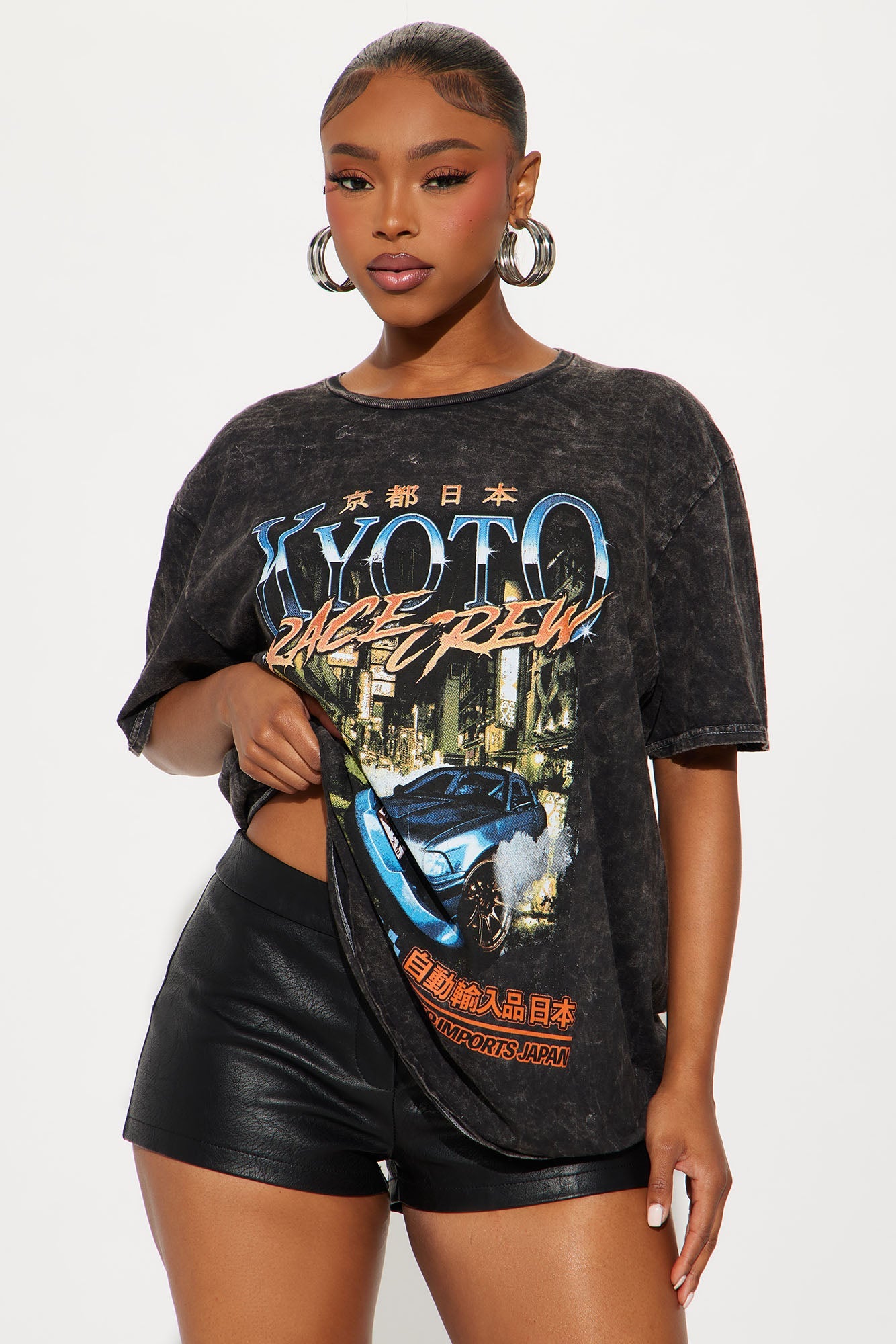 Kyoto Race Crew Washed Tee - Black Wash