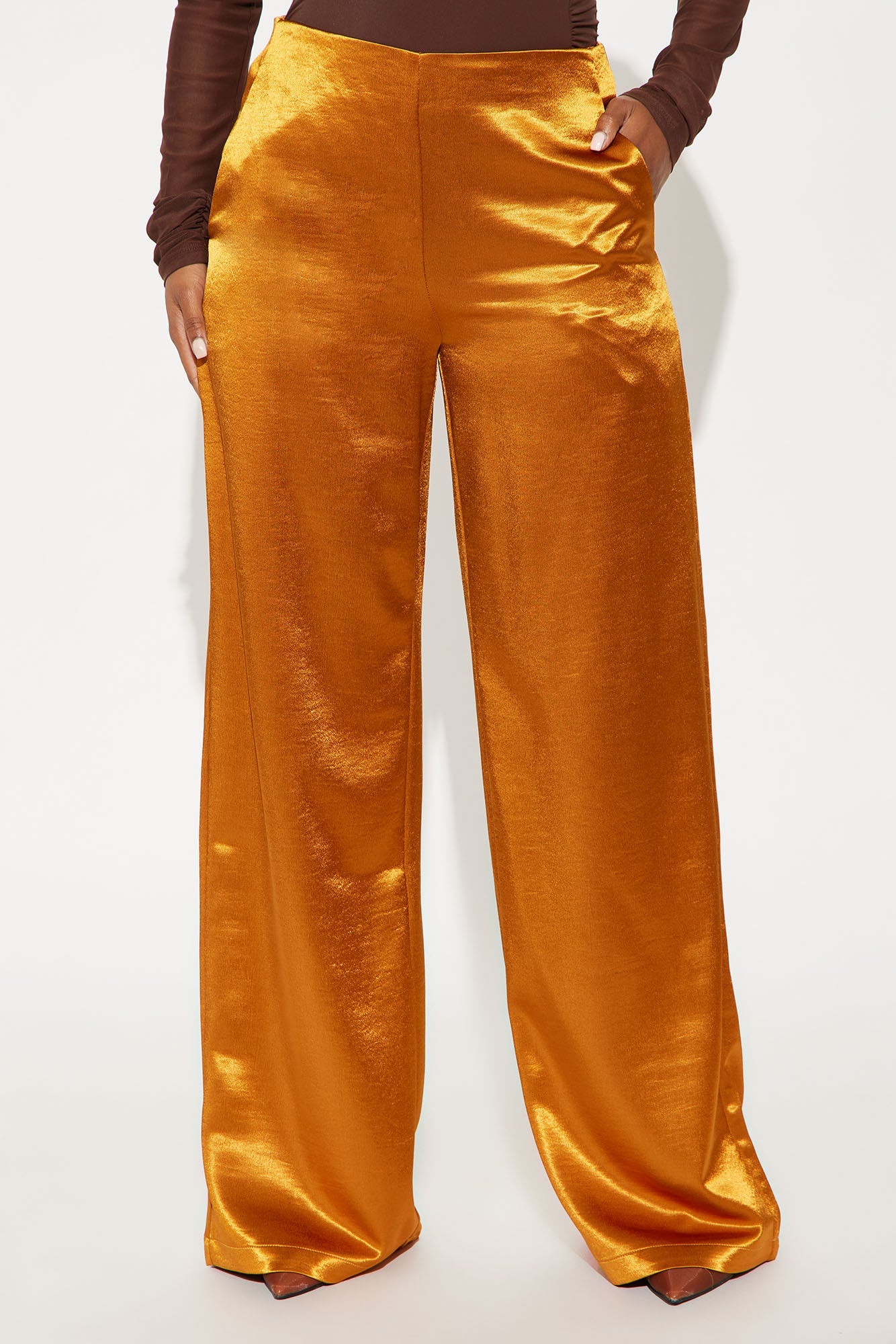 Delicate Desire Satin Wide Leg Pant 33 - Copper