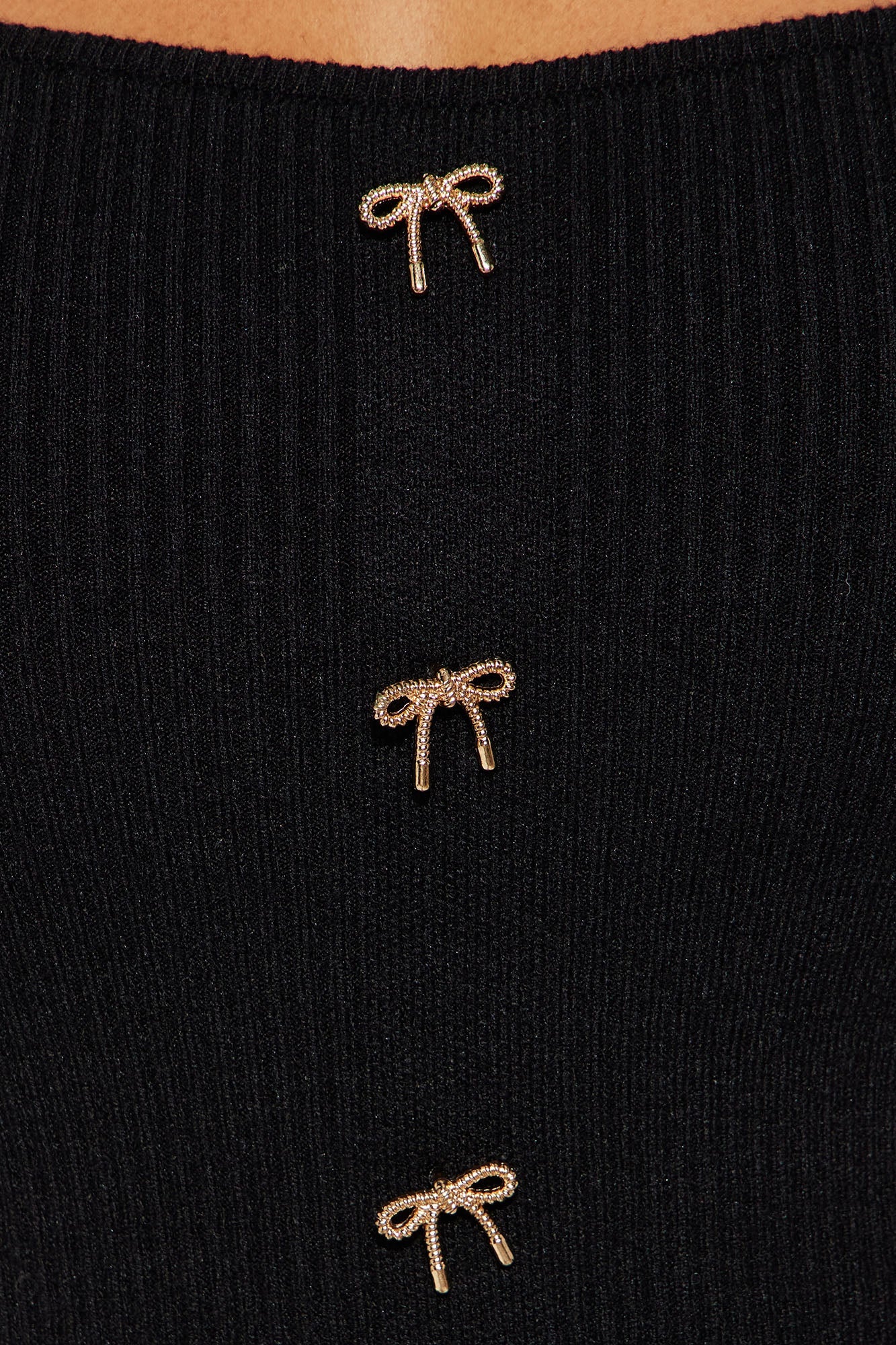 Bow Moment Sweater Top - Black