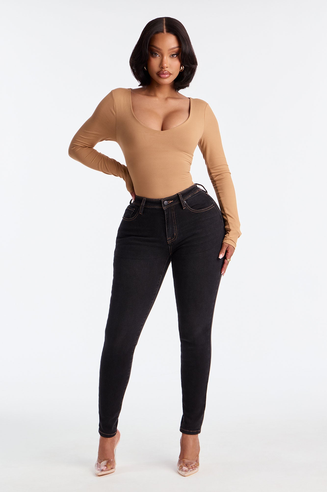 Better Myself Mid Rise Skinny Jeans - Black Wash