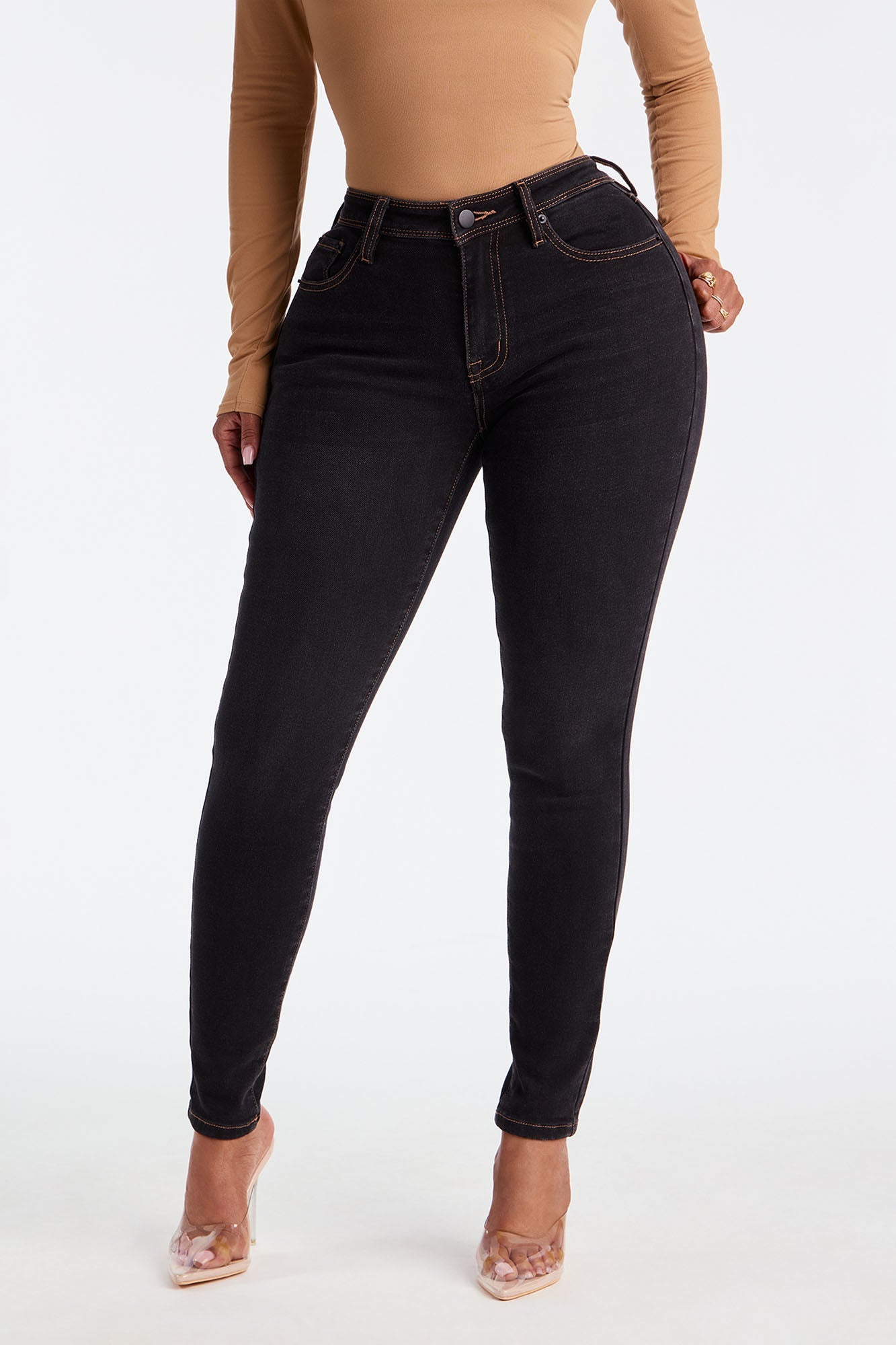 Better Myself Mid Rise Skinny Jeans - Black Wash