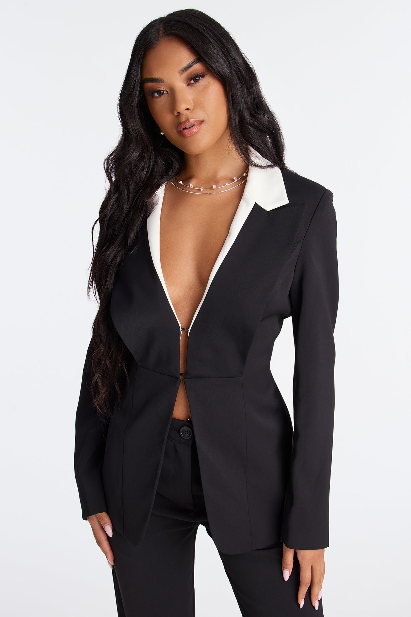 Malika Shirting And Blazer Pant Set - Black