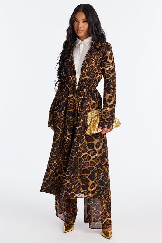 Styled by Emotion Chiffon Leopard Trench - Leopard