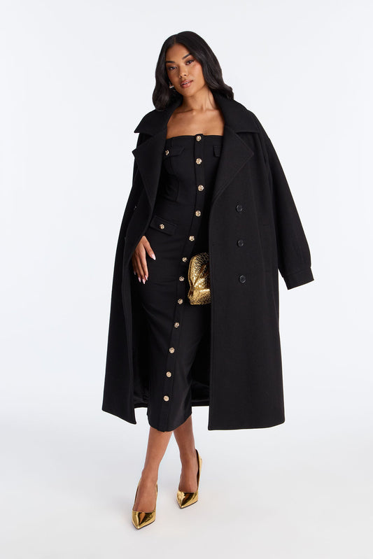 Miranda Wool Trench Coat - Black