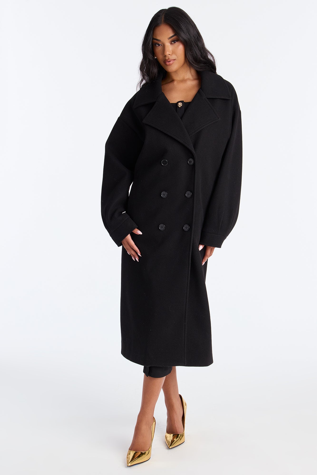 Miranda Wool Trench Coat - Black