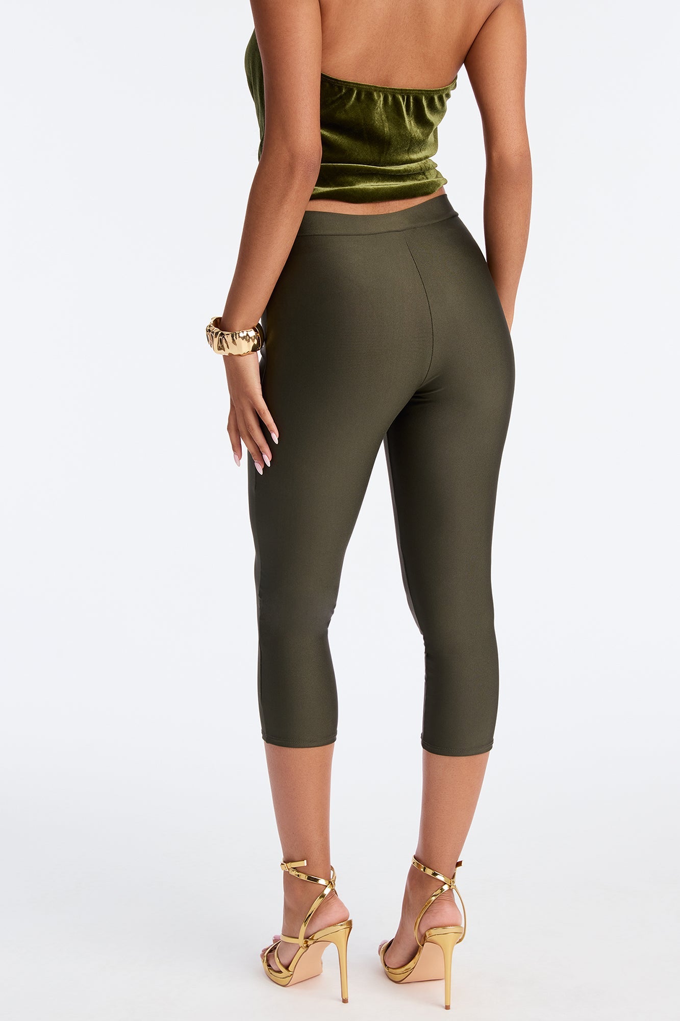 Nikole High Rise Tricot Capri Legging - Dark Olive