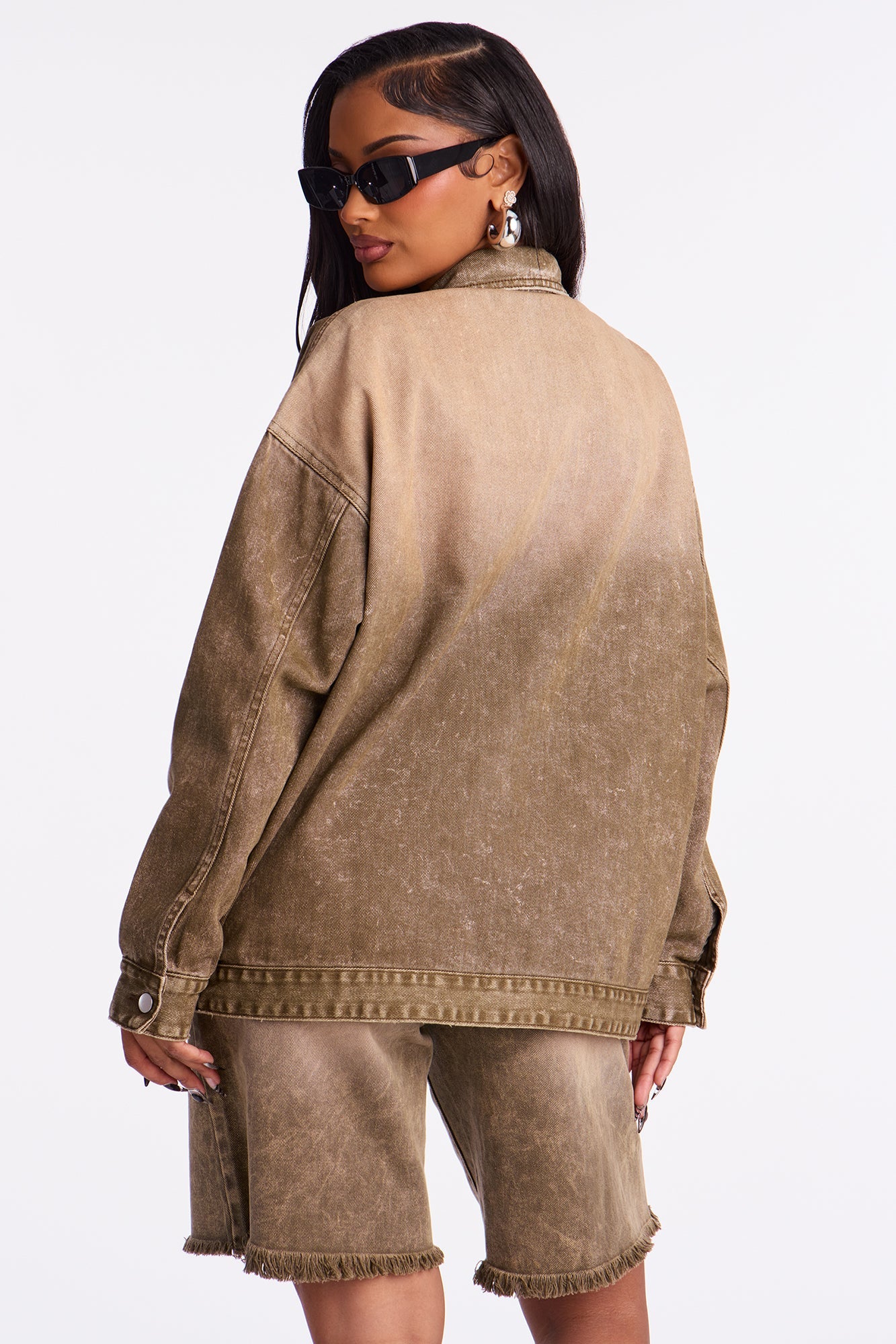 On The Move Denim Shacket - Sage