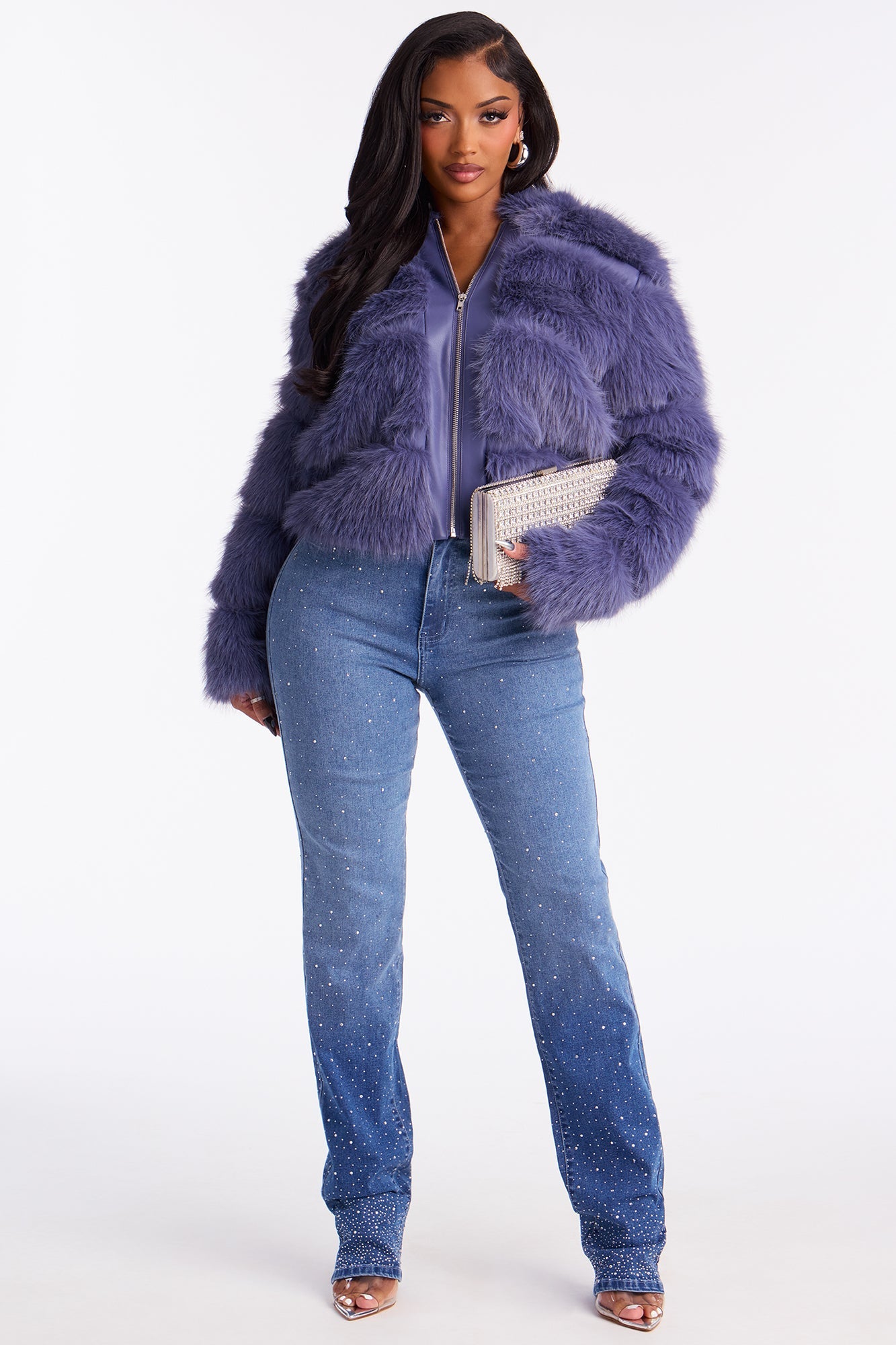 Full Of Glitz Embellished Bootcut Jeans - Medium Wash