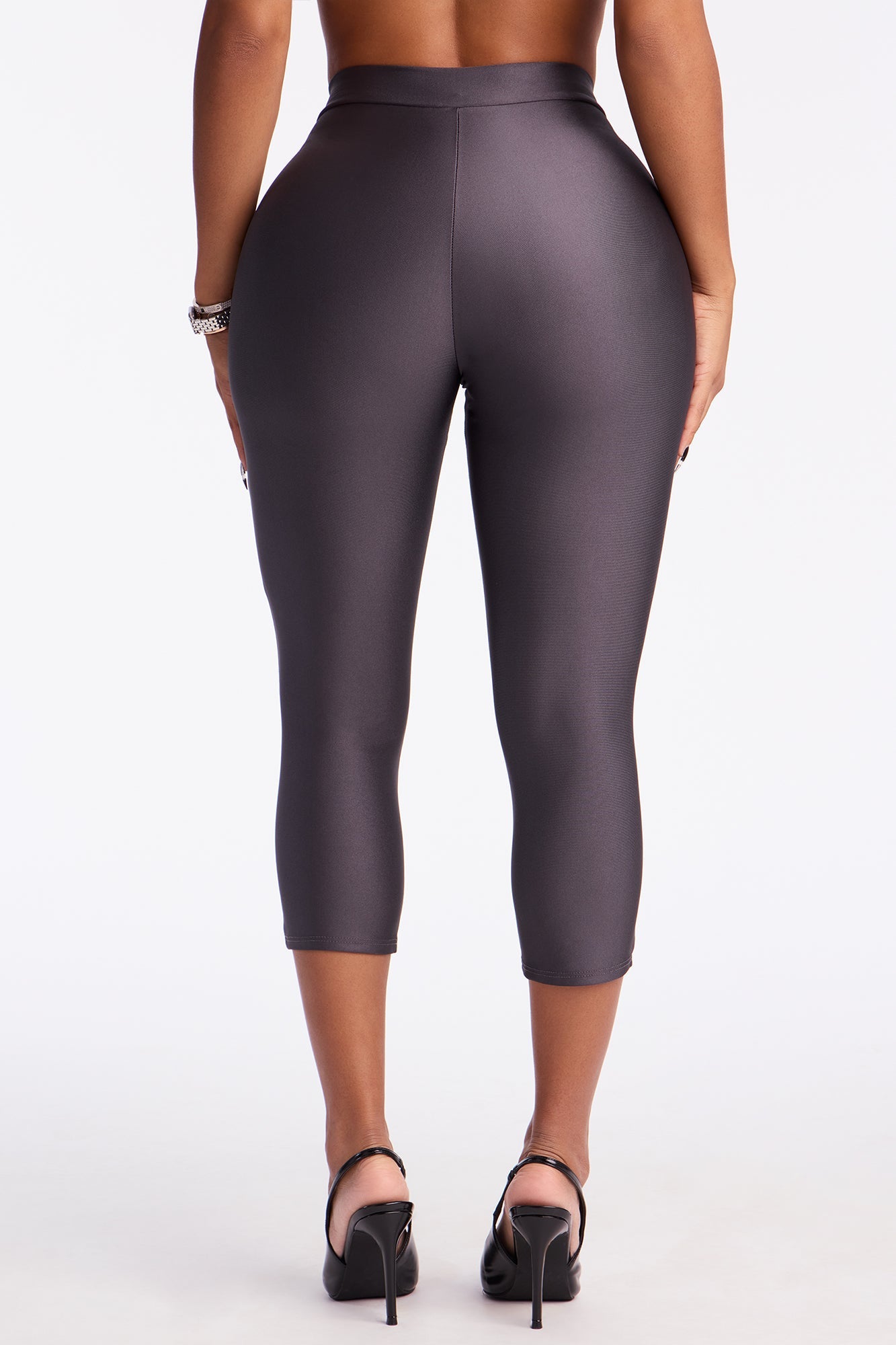 Nikole High Rise Tricot Capri Legging - Charcoal