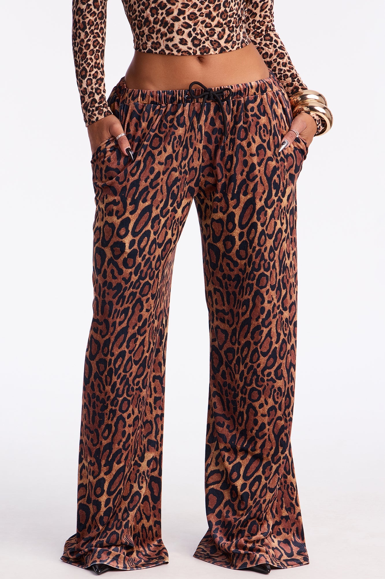 Oh So Fine Leopard Velvet Wide Leg Pant 33 - Leopard