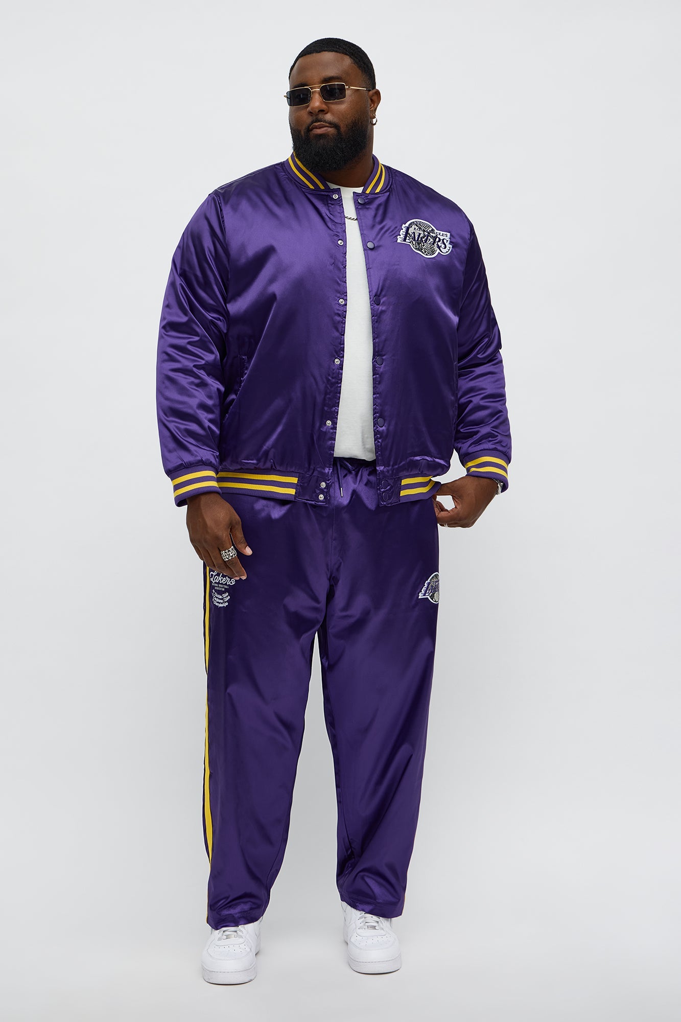 Lakers Night Drift Satin Straight Pants - Purple