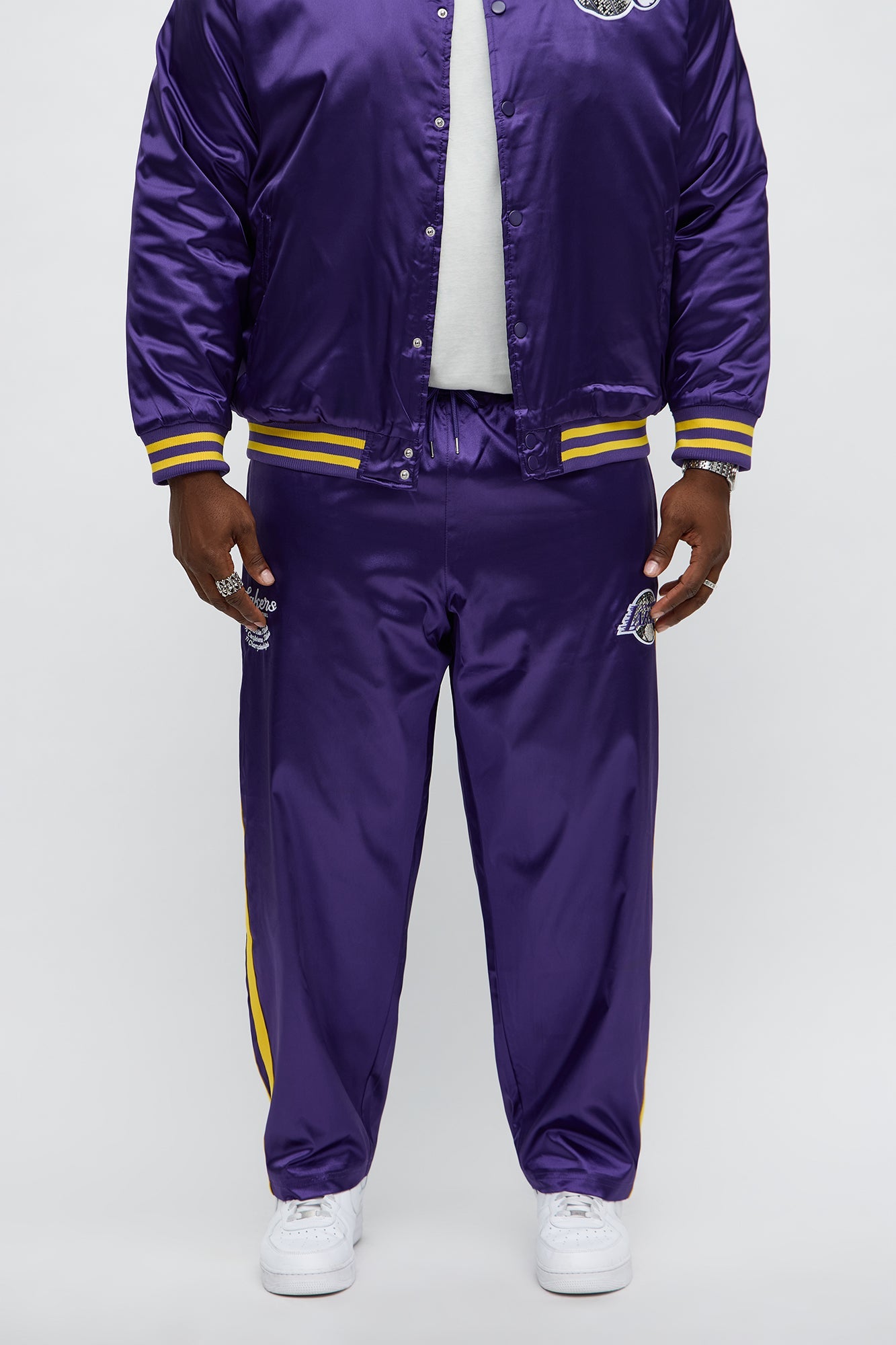 Lakers Night Drift Satin Straight Pants - Purple