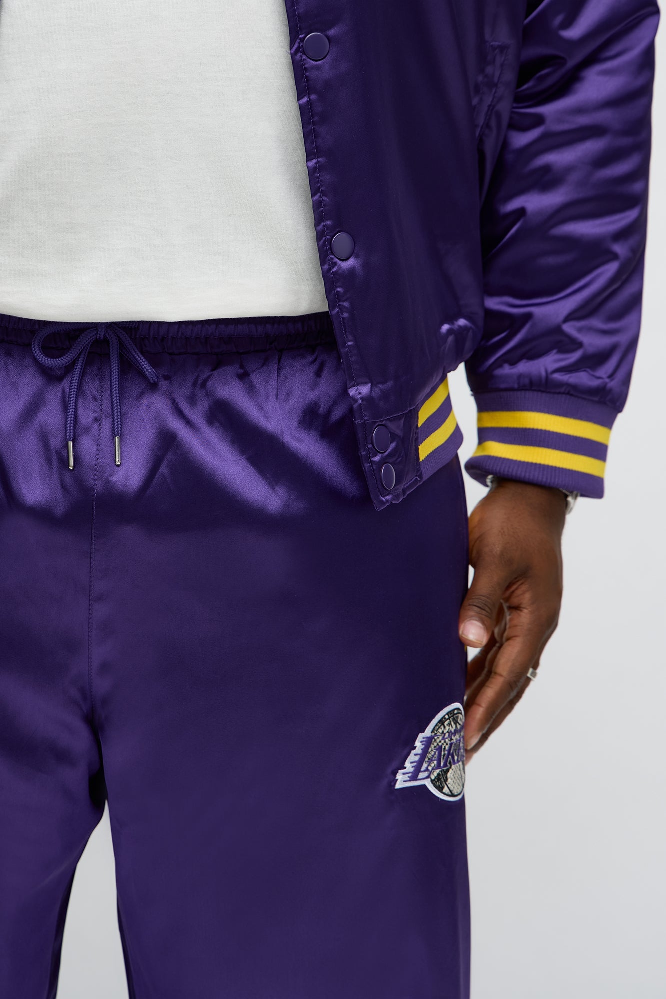 Lakers Night Drift Satin Straight Pants - Purple
