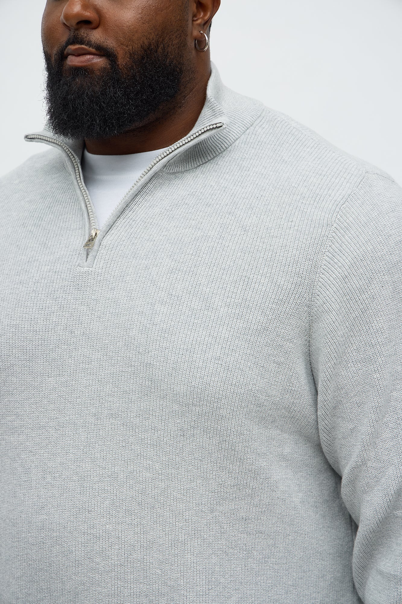 Shawn Quarter Zip Sweater - Heather Grey