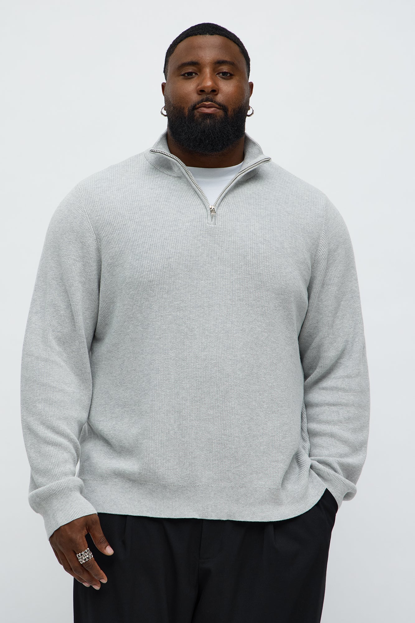 Shawn Quarter Zip Sweater - Heather Grey