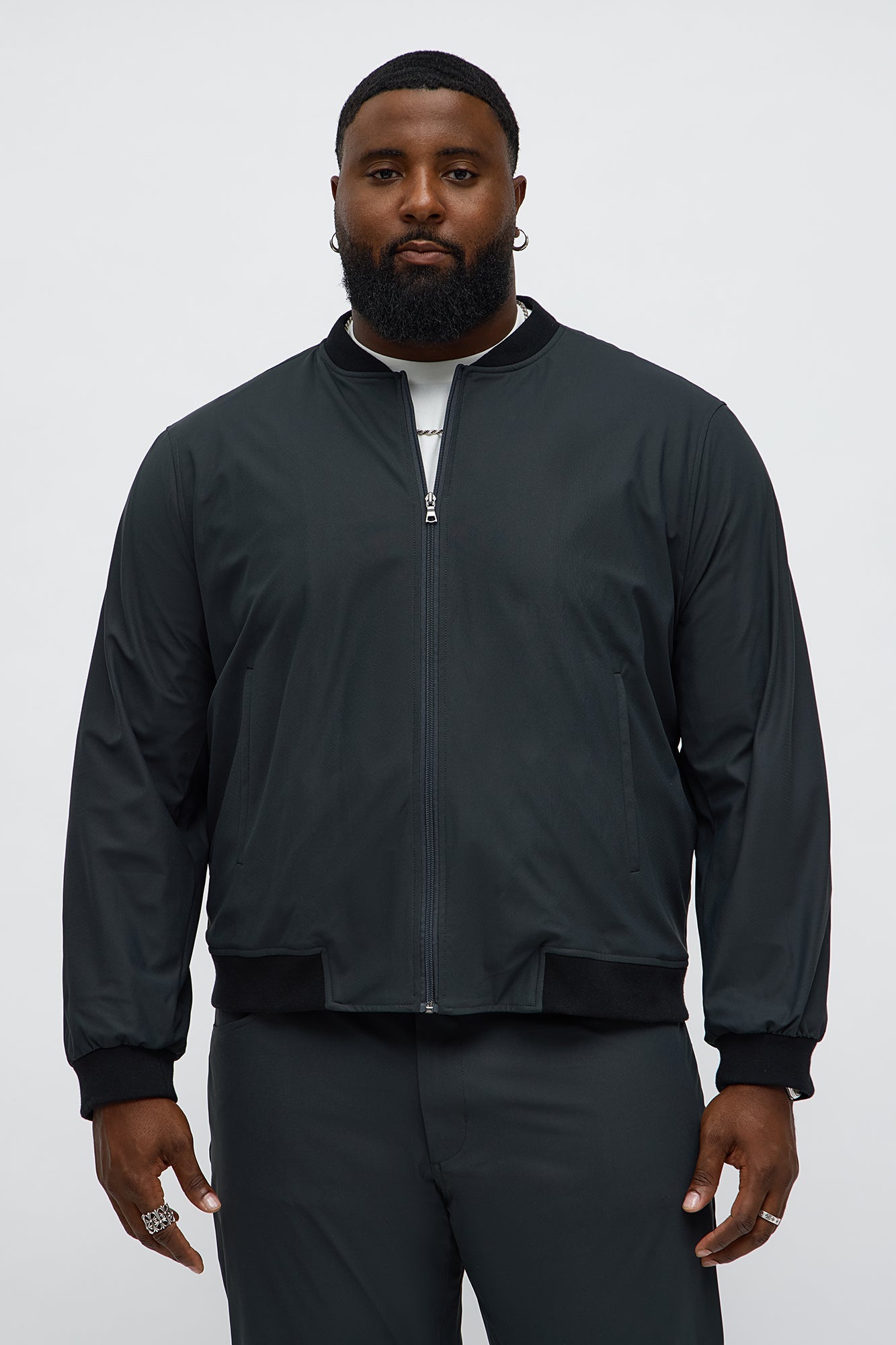 Cedric Stretch Bomber Jacket - Charcoal