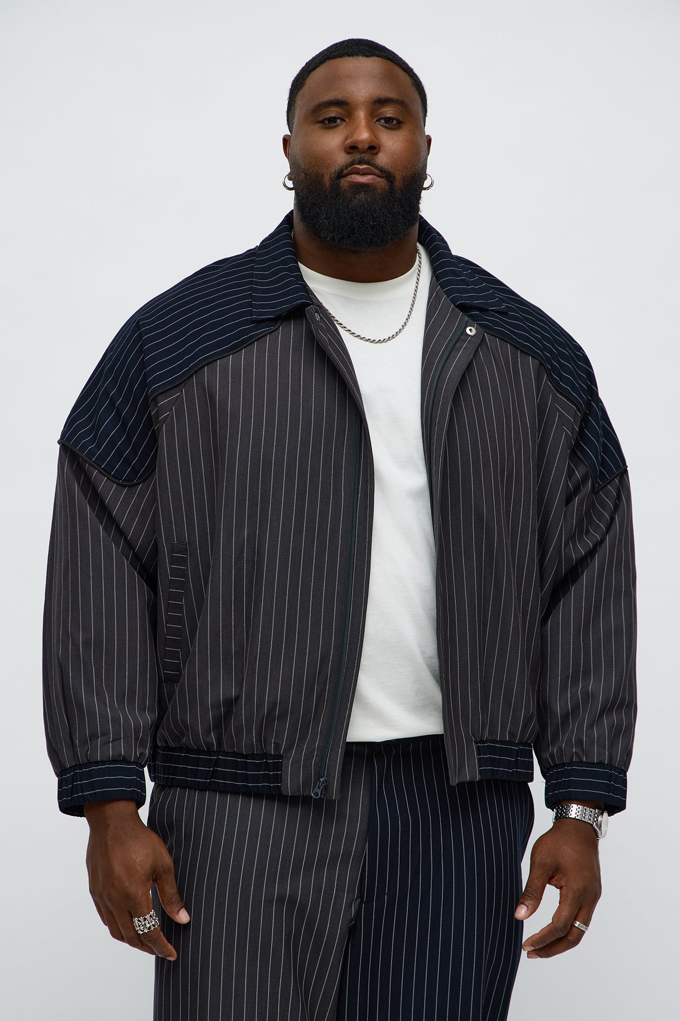 Too Easy Formal Bomber Jacket - Grey/combo