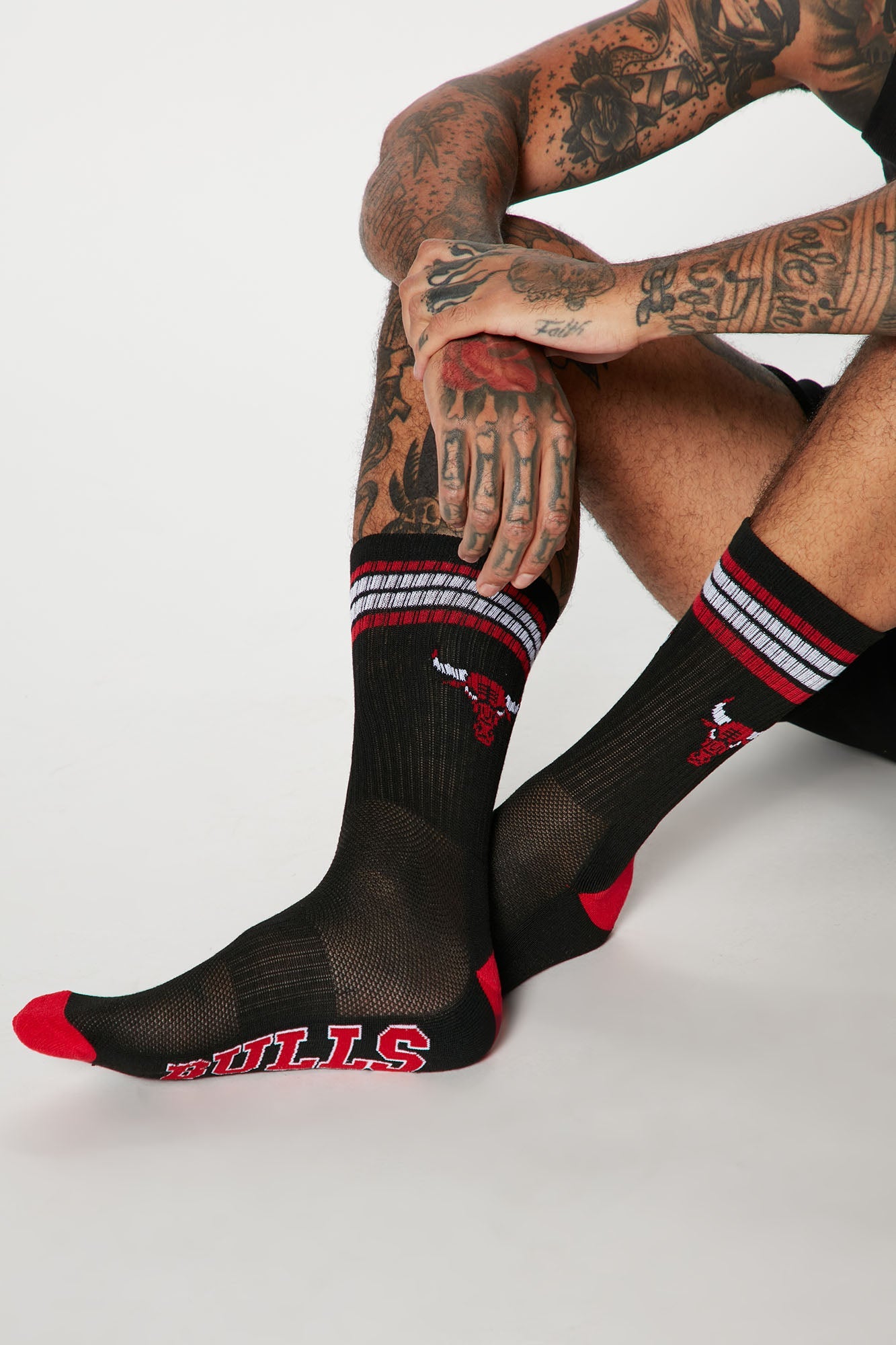 Bulls Athletic Crew Socks 3 Pack - Red/combo