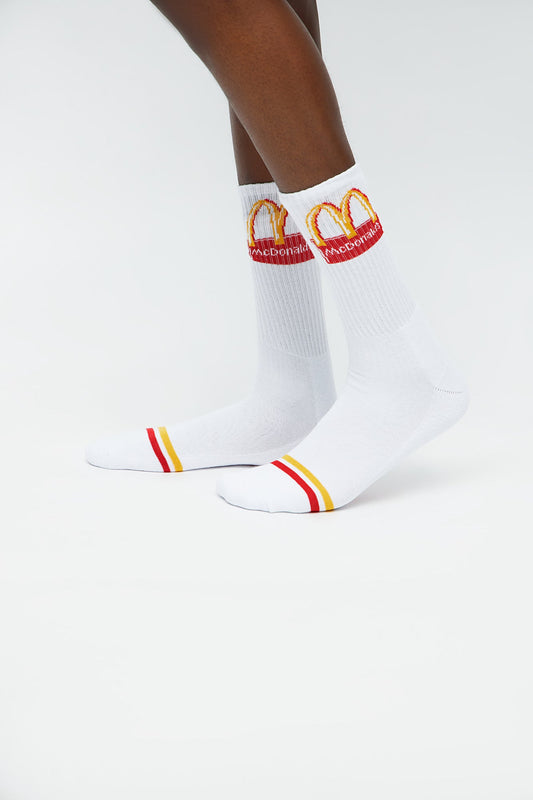 McDonalds Crew Ribbed Socks - White/combo